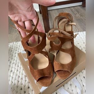 Zara Brown Suede Strappy Women's Sandals